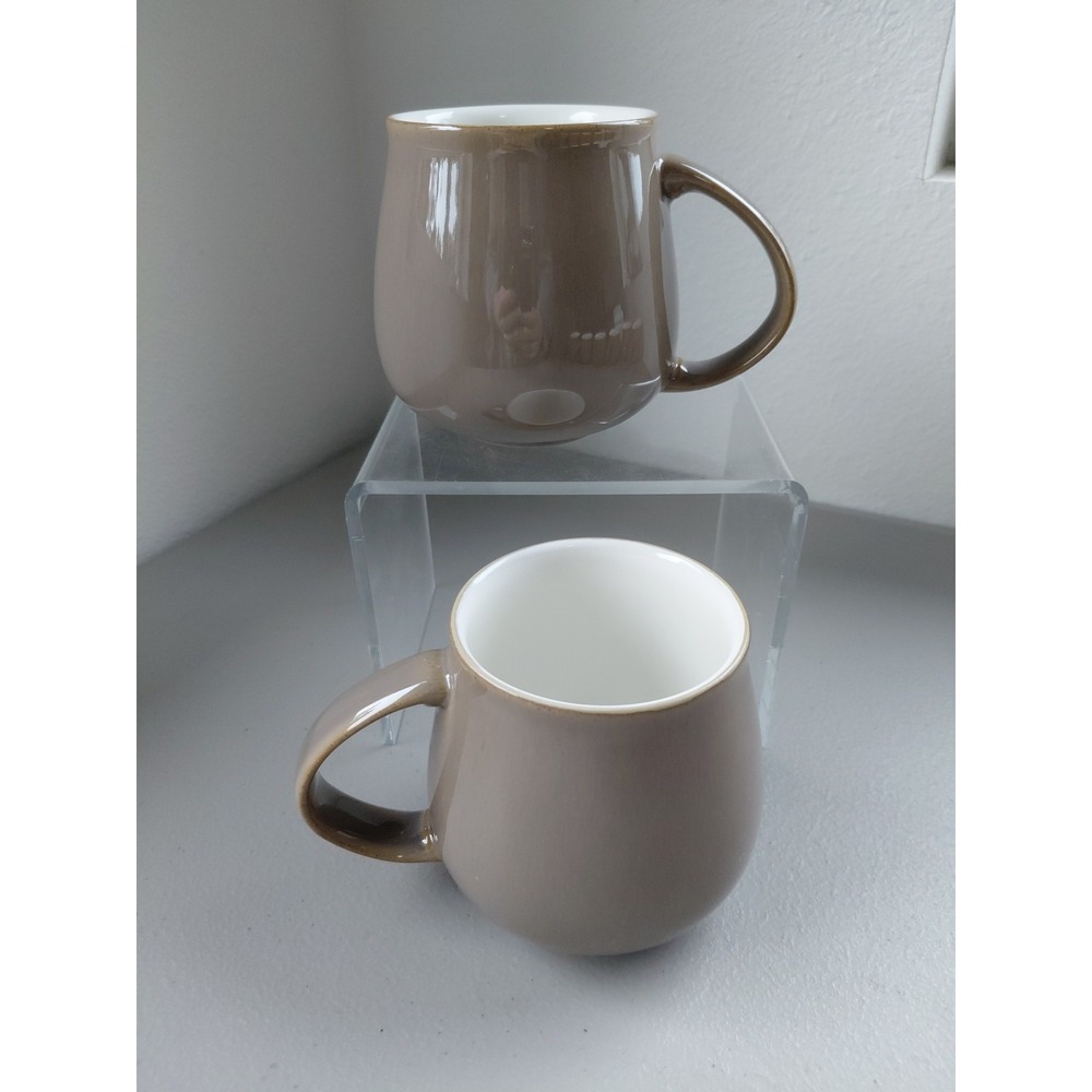 2 Denby Mugs TRUFFLE AB Set Pot Belly Slopped D Handle Ceramic England VTG - Picture 10 of 10